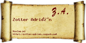 Zotter Adrián névjegykártya